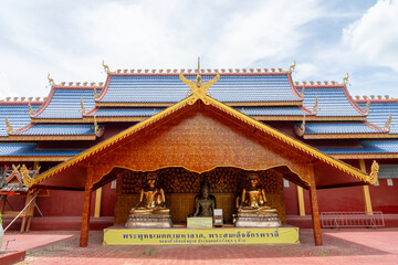 Wat Phiphat Mongkhon, a tourist attraction in Sukhothai, a beautiful temple with outstanding architecture in Thung Saliam and a very famous temple in Thailand.