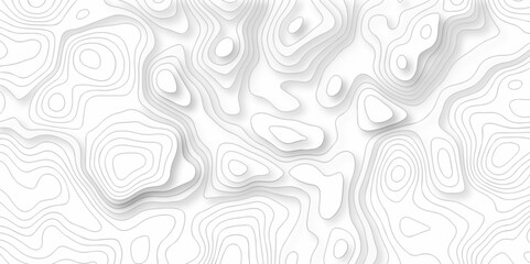 Vector geography landscape Topo contour map on white background, Topographic contour lines. Seamless pattern with lines Topographic map. Geographic mountain relief diagram line wave carve pattern.