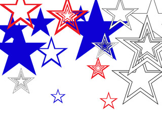 Object fountain organized from random sparcle star pictographs as fireworks.