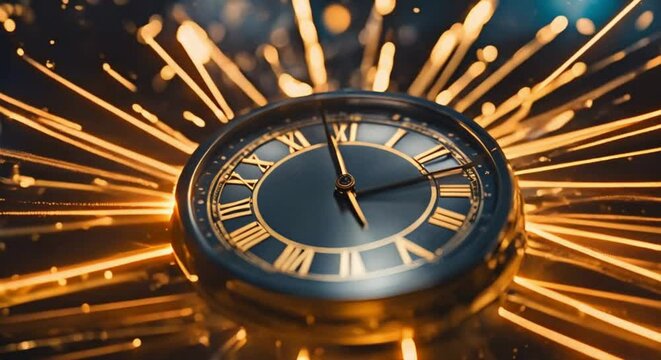 Count down clock Hands midnight approaches, Animating the Clock Hands movement transit, becoming as midnight approaches to new year concept.