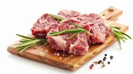 Fototapeta premium lamb meat rump steaks isolated on white, healthy food concept