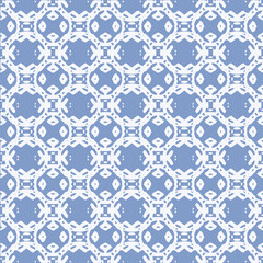 Blue and white watercolor ornament painted with watercolor on paper.