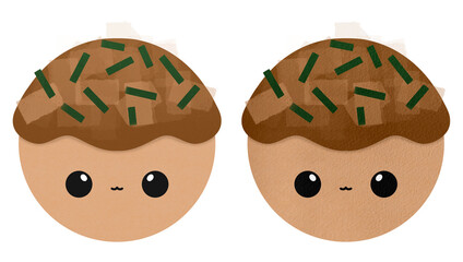 Cute Takoyaki Mascot Character Kawaii Cartoon illustration Cute Takoyaki Hand Drawn Takoyaki Isolated Japanese Street Food Cartoon Kawaii Takoyaki Smiley Takoyaki