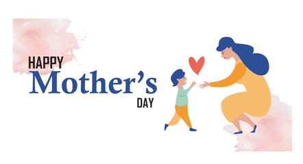 Fototapeta premium Print, Vector Illustration Of Mother Holding Baby Son In Arms. Happy Mother`s Day Greeting Card.Mother hugs Baby Son. Mother's love. Mom's hug. Vector