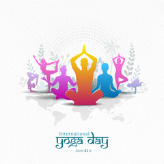 Greeting for International Yoga Day. Yoga Day Promotion concept illustration.