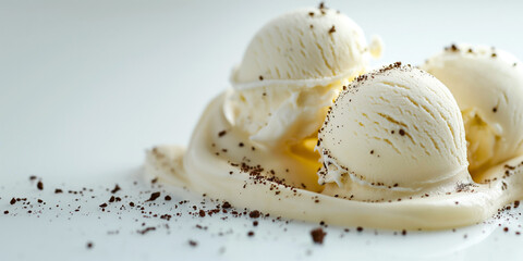 Fototapeta premium Luxurious truffle and honey gelato, an image of luxurious truffle and honey gelato, its rich texture and unique flavor profile highlighted against a white backdrop, perfect for showcasing high-end