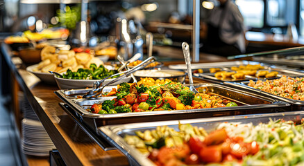 Table with delicious food, buffet.