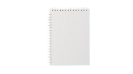 a spiral bound notebook with a white cover