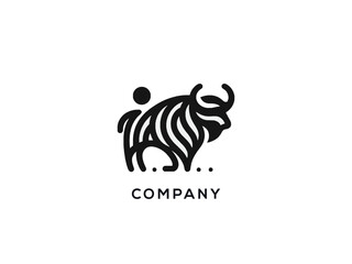 Abstract buffalo logo vector icon design template