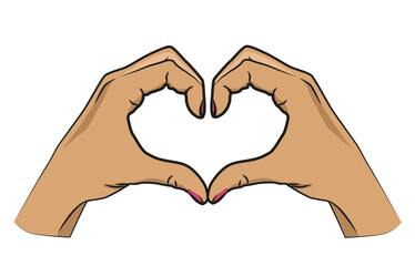 Hands show a heart sign. Vector illustration of hands making a heart symbol.
