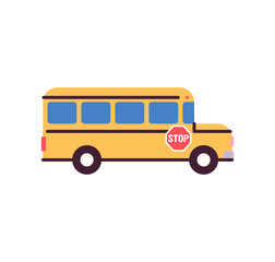 School bus and yellow school bus transport children, back to school concept flat vector illustration.

