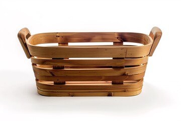 a wooden basket with handles