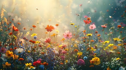 Vibrant Springtime Garden Bursting with Colorful Blossoms and Nature s Rejuvenating Energy