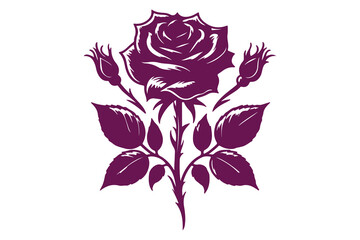 Simple rose silhouette vector style with White Background