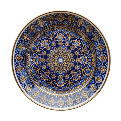 Fototapeta premium Intricate Blue and Gold Decorative Plate with Traditional Floral Patterns for Home Decor and Design