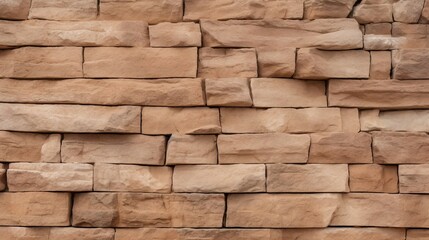 Obraz premium Close-Up Of A Sandstone Brick Wall With Natural Texture And Earthy Tones, Ideal For Backgrounds And Architectural Themes. Generative AI