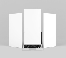 Mackbook screen with white blank website browser mockup