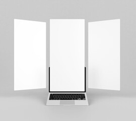 Mackbook screen with white blank website browser mockup