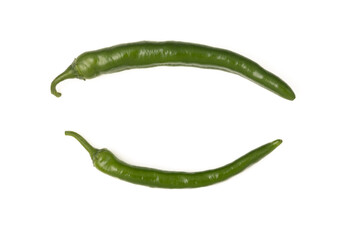 Green hot peppers isolated on white
