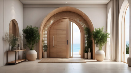 Entrance hall with wooden arch doorway