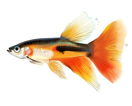 recommend clip art: A guppy fish clipart, aquatic animal element, vector illustration, colorful and small, isolated on white background