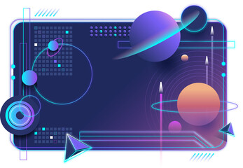 Colorful Futuristic Synthwave Background Frame for Text