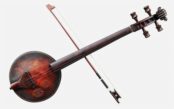 A erhu clipart, musical instrument element, vector illustration, detailed and classic, isolated on white background