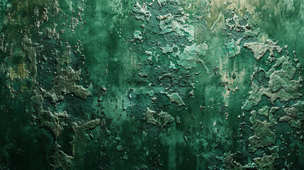 Deep green concrete wall with visible aggregate textures, giving a rustic and earthy feel.