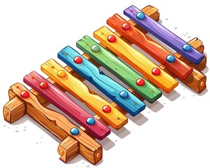 A xylophone clipart, musical instrument element, colorful, isolated on white background