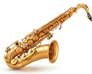 Obraz premium A saxophone clipart, musical instrument element, vector illustration, shiny gold, isolated on white background