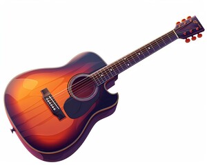 A guitar clipart, musical instrument element, modern design, isolated on white background