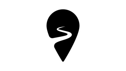 road and location logo , black isolated silhouette