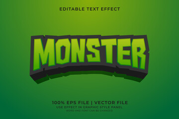 3d game text effect Monster editable vector