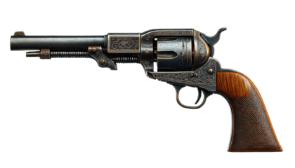 vintage cowboy gun isolated on transparent or white background