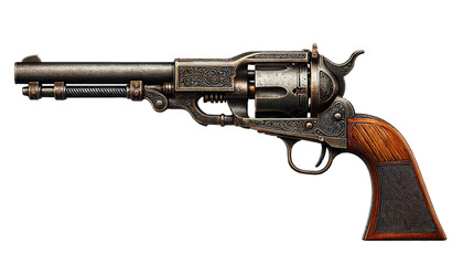vintage cowboy gun isolated on transparent or white background