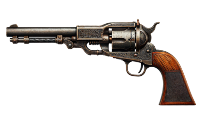 vintage cowboy gun isolated on transparent or white background