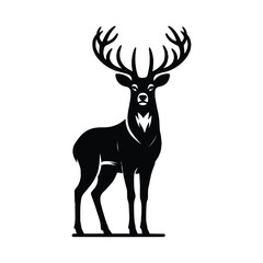 Deer Silhouette isolated on white background minimalist deer vector shape icon