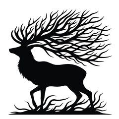 Deer Silhouette isolated on white background minimalist deer vector shape icon