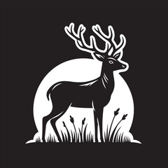 Deer Silhouette isolated on white background minimalist deer vector shape icon