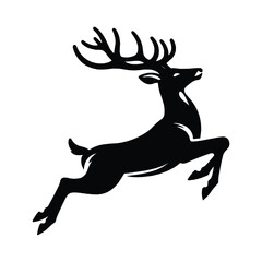 Deer Silhouette isolated on white background minimalist deer vector shape icon