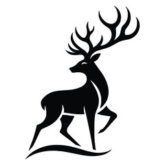 Deer Silhouette isolated on white background minimalist deer vector shape icon