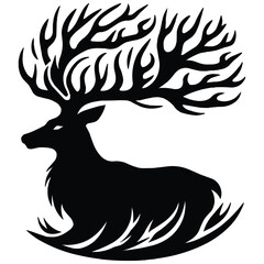 Deer Silhouette isolated on white background minimalist deer vector shape icon