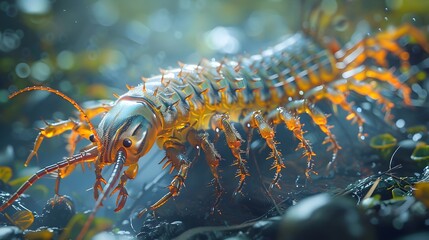 Close up of a Centipede s Rapid Segmented Leg Movement in Natural Environment