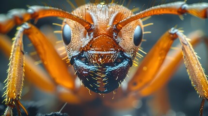 Fototapeta premium Powerful Ant Mandibles and Jaws in Macro Close Up Revealing Intricate Insect Details