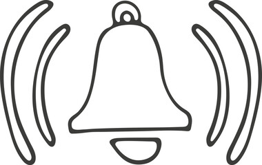 Hand drawn bell icon. Vector illustration, doodle style.
