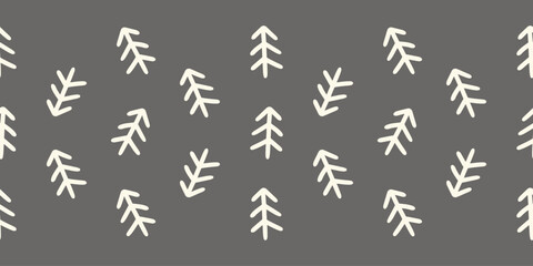 Minimalist White Tree Border Pattern on Dark Grey