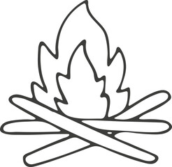 Hand drawn campfire icon. Vector illustration, doodle style.
