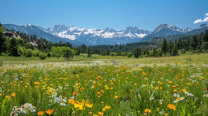 Wildflower meadows in full bloom at Rocky Mountain National Park