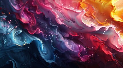 Abstract splash of vibrant colors and fluid shapes, creating a dynamic and visually striking image