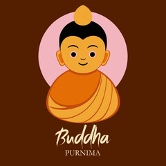A cartoon of a smiling Buddha with the word Purnima written below him